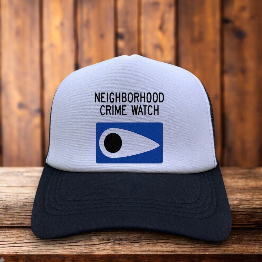 Neighborhood Crime Watch Unisex Trucker Hat Black Snapback Vintage Logo Cap